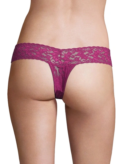 Shop Hanky Panky Signature Lace Low-rise Lace Thong In Meadow Rose
