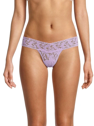 Shop Hanky Panky Women's Signature Lace Low-rise Lace Thong In Cool Lavender