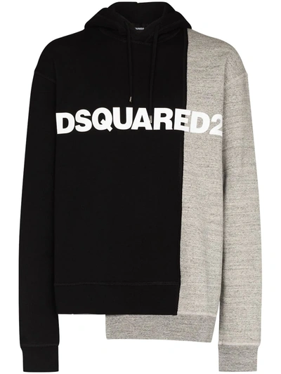 Shop Dsquared2 Bichrome Split Hooded Sweatshirt In Schwarz