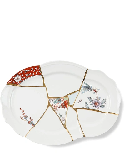 Shop Seletti Kintsugi Porcelain Tray (29cm) In Weiss