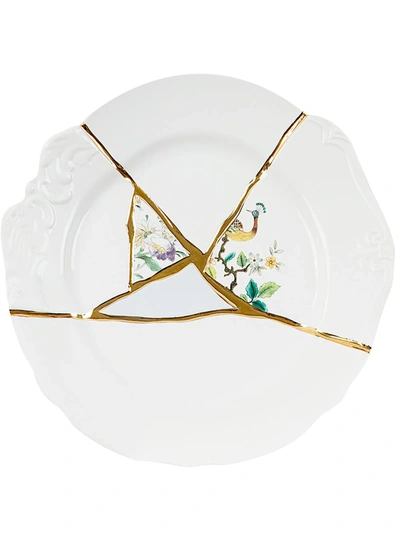 Shop Seletti Kintsugi No. 2 Dinner Plate In Weiss