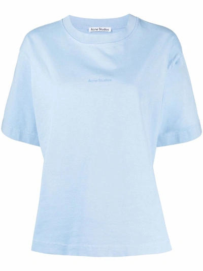 Shop Acne Studios Logo-print Crew Neck T-shirt In Blau