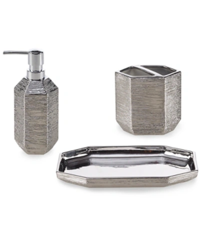 Shop Decor Studio Angelica 3-pc. Bath Accessories Set With Gift Box Bedding In Silver