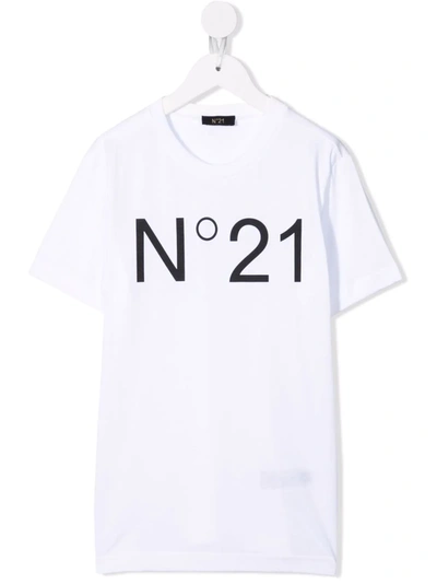 N°21 Logo-print Short-sleeve T-shirt In White