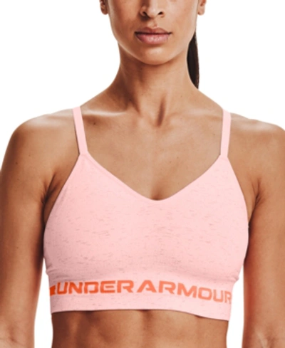 Shop Under Armour Women's Ua Seamless Cross-back Low Impact Sports Bra In Beta Tint / Blaze Orange / Blaze Orange