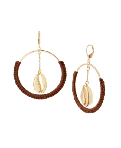 Shop Jessica Simpson Women's Puka Shell Orbital Earrings In Brown