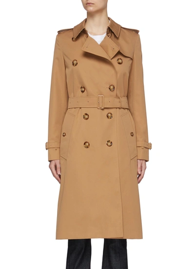Shop Burberry Circular Back Logo Print Cotton Trench Coat In Brown