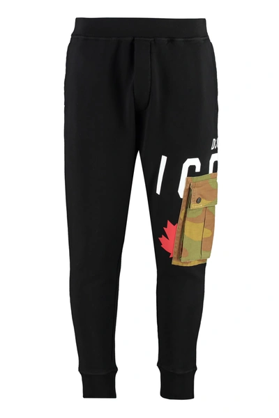 Shop Dsquared2 Logo Detail Cotton Track-pants In Black