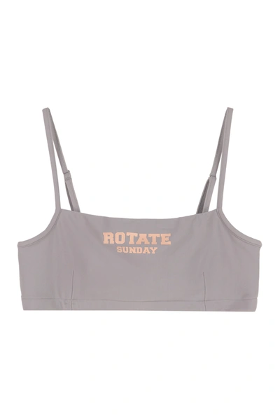 Shop Rotate Birger Christensen Passio Crop-top With Logo - Rotate Sunday In Grey