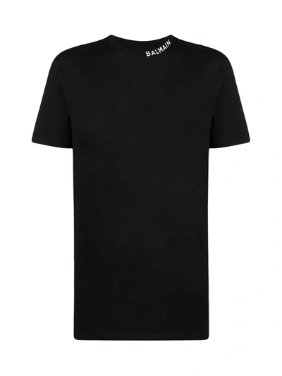 Shop Balmain Printed Collar T-shirt In Eab Noir Blanc