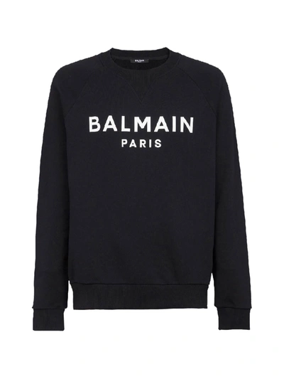 Shop Balmain Printed Sweatshirt In Eab Noir Blanc