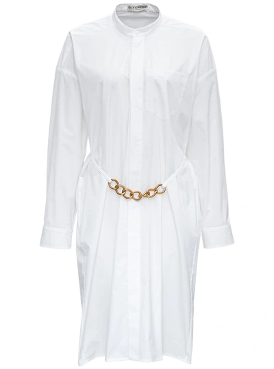 Shop Givenchy White Cotton Dress With Chain Belt Detail