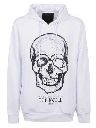 Shop Philipp Plein Hoodie Sweatshirt Print Skull In White