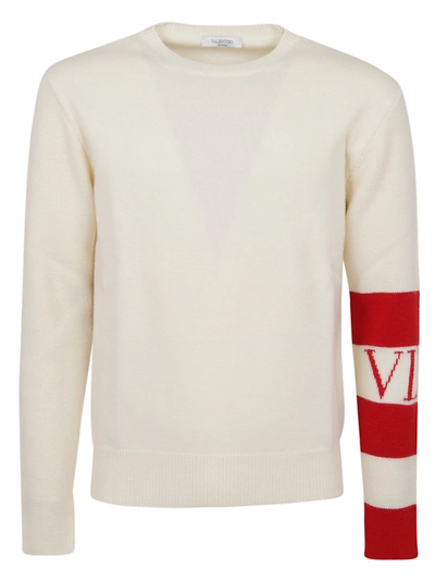 Shop Valentino Sweater Vltn In Avorio Rosso