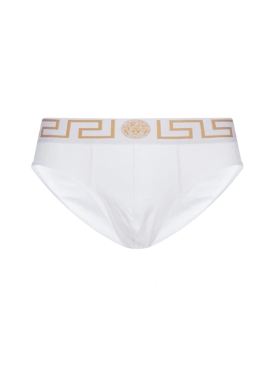 Shop Versace Underwear In Bianco Greca Oro