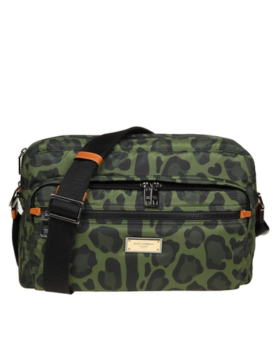 Shop Dolce & Gabbana Messenger In Nylon With Camouflage Print In Military