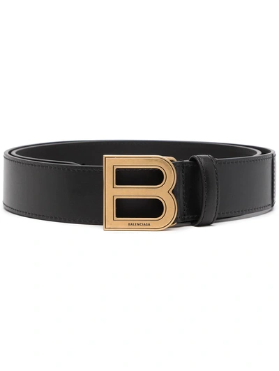 Shop Balenciaga Hourglass B-logo Belt In Schwarz