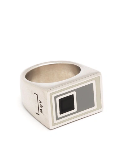 Shop A-cold-wall* Logo-engraved Abstract Ring In Silber