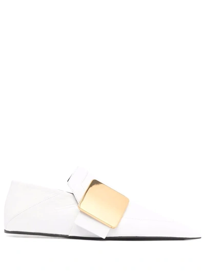 Shop Jil Sander Point-toe Buckled Loafers In Weiss