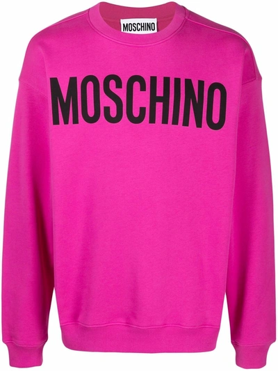 Shop Moschino Logo-print Drop-shoulder Sweatshirt In Rosa