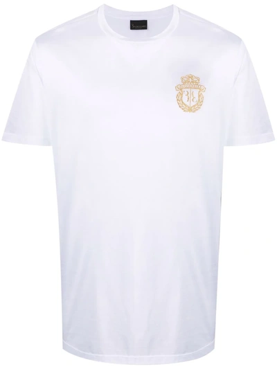 Shop Billionaire Embroidered Logo Crest T-shirt In Weiss
