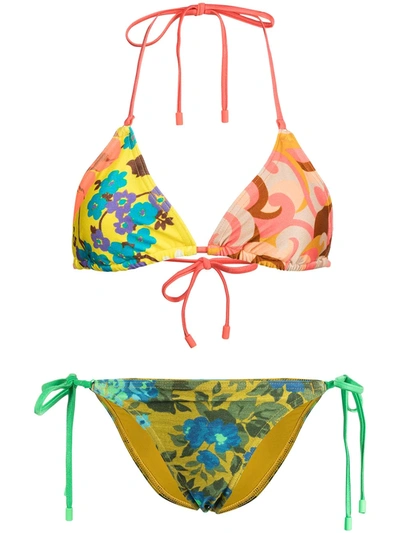 Shop Zimmermann Estelle Spliced Triangle Bikini In Mehrfarbig