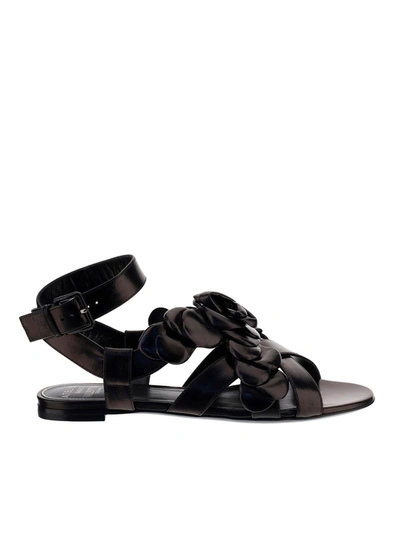 Shop Valentino Atelier Rose Edition Sandals In Black