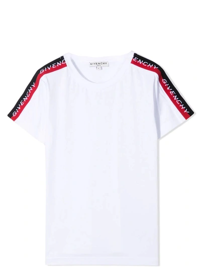 Shop Givenchy T-shirt With Bands On The Sleeves In Bianca