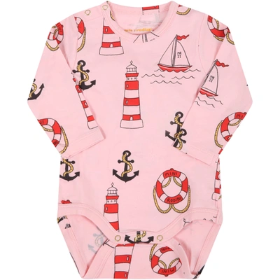 Shop Mini Rodini Pink Body For Baby Girl With Anchors
