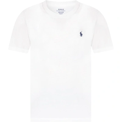 Shop Ralph Lauren White T-shirt For Kids With Pony Logo