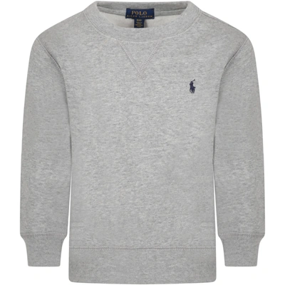 Shop Ralph Lauren Grey Sweatshirt For Kids With Pony Logo