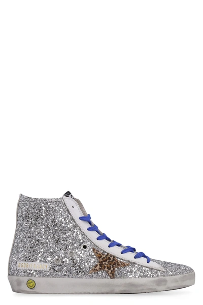 Shop Golden Goose Francy Glitter High-top Sneakers In Silver