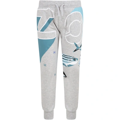 Shop Kenzo Grey Sweatpant For Boy With Fishes