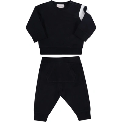 Shop Moncler Blue Tracksuit For Baby Kids With Patch