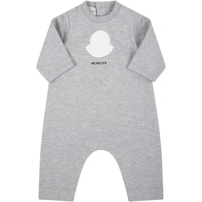 Shop Moncler Grey Babygrow For Baby Kids With Logo