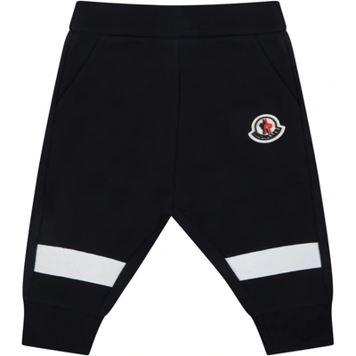 Shop Moncler Blue Sweatpants For Baby Kids With Iconic Patch