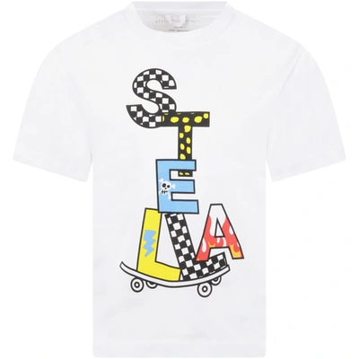 Shop Stella Mccartney White T-shirt For Boy With Logo