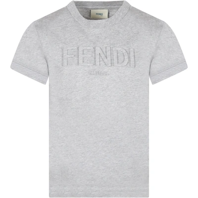Shop Fendi Gray T-shirt For Kids With Logo In Grey