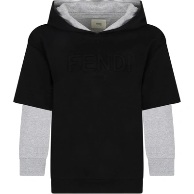 Shop Fendi Black Sweatshirt For Kids With Logo