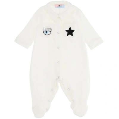 Shop Chiara Ferragni White Jumpsuit For Babykids