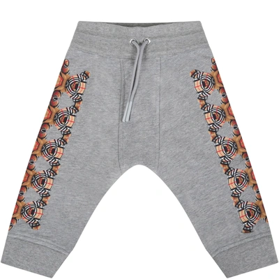 Shop Burberry Grey Sweatpant For Baby Kids With Bears