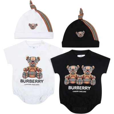 Shop Burberry Multicolor Set For Babykids With Thomas Bear In White