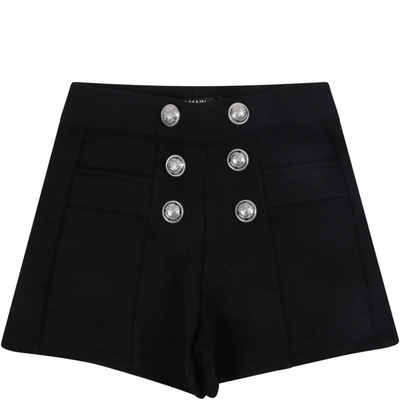 Shop Balmain Black Short For Baby Girl