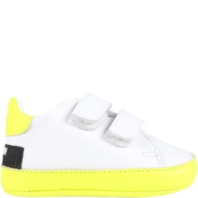 Shop Balmain White Sneakers For Babykids With Logo