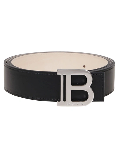 Shop Balmain B-belt 3,5cm-calfskin In Pa Noir