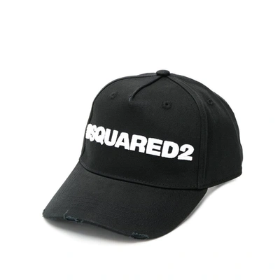 Shop Dsquared2 Black Logo Baseball Cap In Nero/bianco