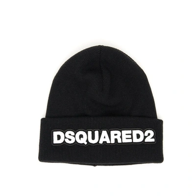 Shop Dsquared2 Black Beanie With Logo In Nero