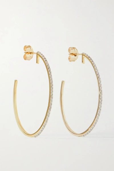 Shop Stone And Strand Xl 10-karat Gold Diamond Hoop Earrings