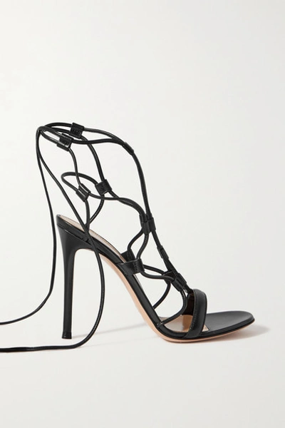 Shop Gianvito Rossi Giza 105 Lace-up Leather Sandals In Black