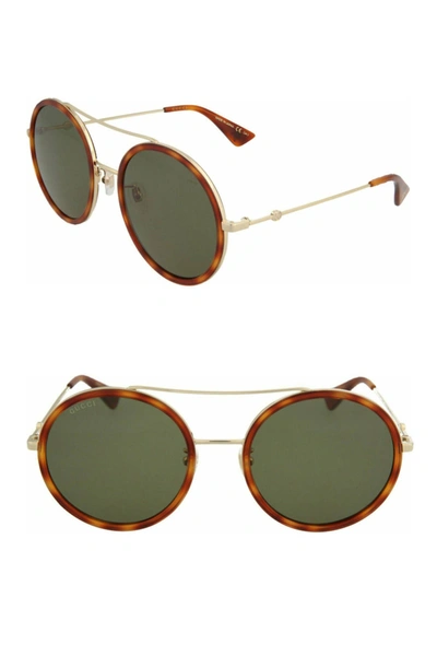 Shop Gucci 56mm Fashion Round Sunglasses In Gold Gold Green